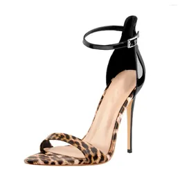 Sandali 2024 Del Grano Del Leopardo Delle Donne Cinturino Alla Caviglia Open Toe Scarpe Da Donna Fibbia Della Cintura Tacones Para Mujer Tacco A Spillo Sapatos Feminino