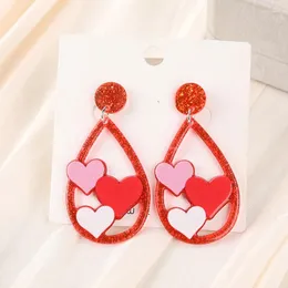 Dangle Earrings 1Pair Valentine Woman Acrylic Heart Jewelry For Festival Birthday Gift