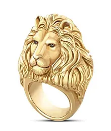 Junerain marchio Gold Head Gold Head Men Ring King of Forest Punk Animal Male039s Gioielli Fashi