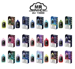 MR NIC AIR 15000 Puffs Canetas vape descartáveis 16ml óleo com luz movendo-se em círculo Tela de exibição digital 650MAH recarregável