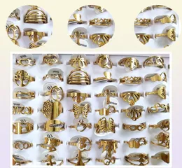 100pcs/lot Laser Cutting Rings for Women Styles Mix Gold Stainless Steel Charm Ring Girls Birthday Party Favor Female Beauul Jewelry Wholeale lots7150865