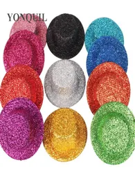 Base fascinator brilhante de 11 cores 13cm, base millery de lantejoulas, acessórios para cabelo de casamento diy, chapéu de festa, material de noiva myqh0091294425