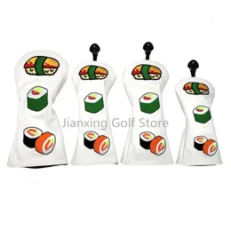 Golf Sushi Muster Schlägerkopfhülle Driver Fairway Holz Schlägerhauben Hybrid Schlägerhüllen Putterhülle Pu Leder 240127