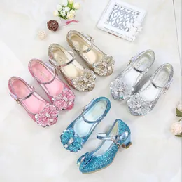 Girls High Heels Princess Shoes 2023 Spring and Autumn Season New Children's Single Shoes Children's Performance Shoes Girls Crystal Shoes