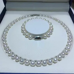 AAAA Japanese Akoya 910mm White Pearl Necklace 18inch Armband 758in Set 925S 240125