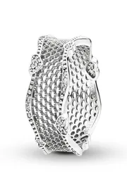 Autentisk 925 Sterling Silver Pave Hearts Lace Love Ring Luxury Designer Jewelry Women förlovningsringar uppsättningar med charmes original3491963