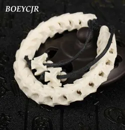 BOEYCJR 100% Thailand Natural Bone Bangles & Bracelets Ethnic Vintage Jewelry Energy Bracelet For Women or Men Gift 2018 Y18917091379542