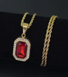 Kolorowe naszyjniki z kamieniem szlachetnym dla mężczyzn luksusowy naszyjnik klejnot stal nierdzewnych łańcuchy kubańskie biżuteria czerwona niebieska zielona czarna czarna 5726385
