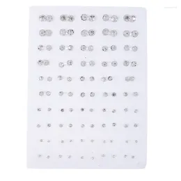 Stud Earrings Cute 36Pairs/set Mixed Size Silver Color Crystal Set Women Plastic Sets For Girl Jewelry Party Gifts