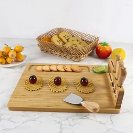 Bandejas de chá conjunto de placa de queijo de bambu com utensílios de servir-presentes de aquecimento de casa casamento cozinha gadget vinho