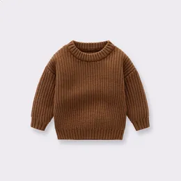 Boy Girl kids Baby Fall Winter Loose Knitted Jacket Sweater Striped Knit Long Sleeve Padded Thermal 18Years 240124