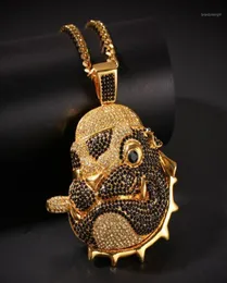 Hip hop cz taş asfalt bling buzlu dışarı serin ppupy pug köpek kolye erkekler için kolye rapçi mücevher altın renk17693905