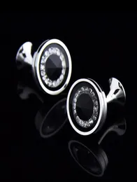 Manschettlänk och slipsklipp sätter lyxskjorta manschettkropp för Men039S presentmärke knappar kristall högkvalitativ svart smycken8986237