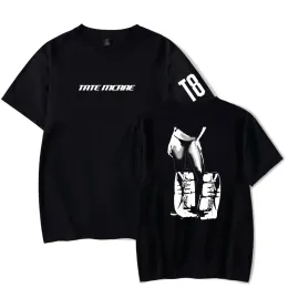 Футболка Tate McRae Think Later с короткими рукавами, альбом Tour Merch, модные повседневные футболки для женщин и мужчин, топы в стиле Харадзюку