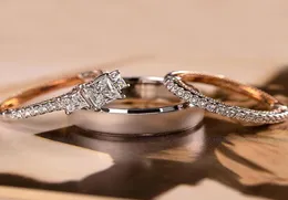 وصول جديد عصري 3PCSSEST RINGS PRINCESS CUT ZIRCON MICO