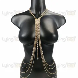 Perlen-Körper-Halsketten, Schmuck, luxuriöse Brustkette, Taillenkette, Körperkette, Mode für Frauen, sexy Bikinis, Strand-Accessoires, Goth 240127