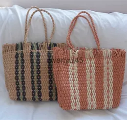 Totes nova fasion fivela franja saco de palha grande capacidade verão papel corda tecido listrado das mulheres andbag designer soulderh24218