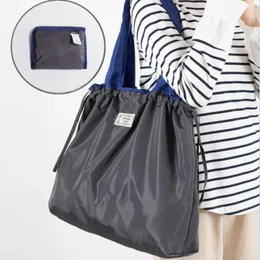 Shopping Bags Reusable For Women Grocery Tote Bag Foldable Oxford Cloth Drawstring Shoulder Storage