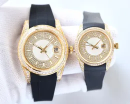 2024 new brand watch Full of diamond log couple pair table Mens 41mm Womens 32mm sapphire glass 316L stainless steel Bracelet