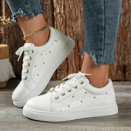 High Quality Shoes for Women Lace Up Womens Vulcanize Spring Outdoor Walking Flat Solid Female Sneakers 240124
