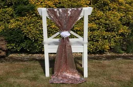 Billiga rosguld paljettstol Sashes Fomal Wedding Party Decor Dazzling Chair Bows Stol täcker 15050 cm Size6956600