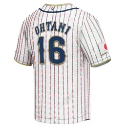 Shohei Ohtani 16 اليابان البيسبول 2023 البيسبول الكلاسيكية القميص الأبيض البحرية مخيط