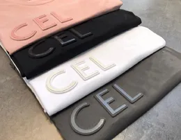 Tasarımcı Cel Triomphe Yaz Kabartmalı Mektuplar Çelik Baskı Kadın T-Shirt Gevşek Pamuk Kısa Kollu Moda Tişörtleri Erkekler Eur Boyut M L XL