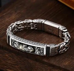 Neues Handbuch im chinesischen Stil Retro Silber doppelsträngig Frieden Tattoo Geld Tapfere Truppen Men039s Armband Persönlichkeit Pop Retro Lu2297836