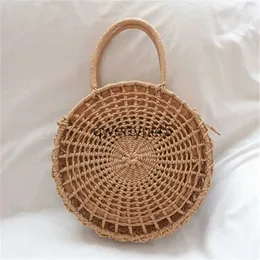 نجمات Rerekaxi Round Weave Womens and Bag Net Bag Boemia و Made Straw Bags Summer Beac female