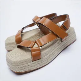 Sandálias moda palha mulheres pescador sapatos planos mulher verão praia plataforma apartamentos sola grossa gladiador sandalias mujer trepadeiras