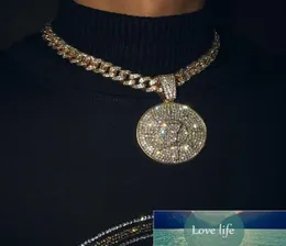 Iced out Zircon No 7 Coin arndant with Rhinestone Big Miami Cuban Chain Necklace Mashion Hip Hop Men Netclace33381376