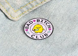 BAD CLUB Broches redondos de desenho animado, broche de liga com alfinetes de esmalte amarelo pequeno para mulheres, camisa jeans engraçada, crachá, joias, presentes, acessórios de roupas 6437363