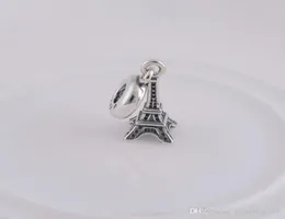 Eiffelturm-Chrams Schmuckzubehör Komponenten Charms Perlen Anhänger S925 Sterling Silber passend für Stilarmbänder ale086H94728008