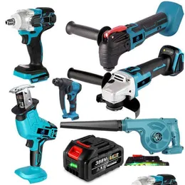 Power Tool Sets Brushless Electric Pollection Wrench/Angle Grinder/Hammer/Electric Blower/Recdercating Chain Saw Series Bare Tools Dr Dhyje