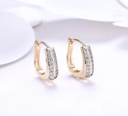 2018 Fashion 18K złoty cyrkon kolczyki podwójny rzęd Diamond romantyczny szampan złoty kolczyki Uchuszki Kobiety Women039s JEADLIR8515792