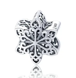 925 Sterlings Silver Snowflake Charms Fit Bracelet For Girls' Crhistmas Gift Charm High Polish Vintage9771709