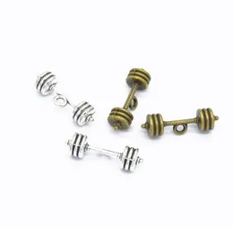 200pcs 25x8mm Dumbbell Barbell Weight Gym Charm pendant For Jewelry Making Antique Silver Antique Bronze Color1460578