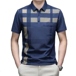 Summer Men Polo Shirt عالي الجودة من القطن القطن القصيرة جيب جيب عارضة ملابس رجال عرضية 240119