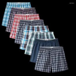 Underbyxor män underkläder 8 st/lot boxare mens trosor pilar byxor bomullsboxarehorts plus storlek komfort loungewear mjuka rutiga shorts