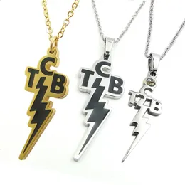 Stainless Steel Lightning Letter TCB Pendant Necklace Gold Plated Collar Jewelry Commemorate Gift 240125