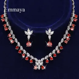 Emmaya Fashion Delicate Waterdropshape Earring and Necklace for Women 3カラーチョイスジュエリーセットブライダルパーティー240122