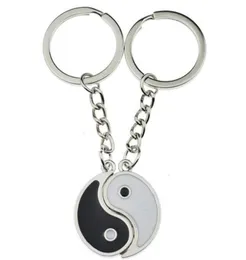 Vintage srebrna para China Enamel Yin Yang Brelowain Key Key Breen Sietirs Pamitleirs Valentine039s Prezent dla kluczy biżuterii