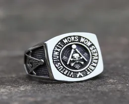 Whom virtue unites, death will not separate ish Rite Masonic Rings Men's Stainless Steel Ring Skull Bones Biker Jewelry3689710