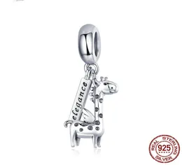 Alta qualidade 925 prata esterlina elegância girafa charme animal encantos pingente para mulheres jóias finas acessórios inteiros não inc1046960