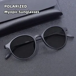 Ultralight Rubber Round Frame Prescription Sunglasses Men Woman Polarized Driving Anti Diopter 0 -0.75 To -6.0 240131