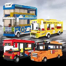 Blöcke für öffentliche Verkehrsmittel, Bus, Auto, Baustein, LKW und Lastkraftwagen, Puzzle-Spielzeug