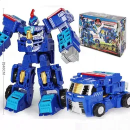 Turning Mecard Mega Evan King Transformation Truck Robot Cartoon Anime Car Model Toy Battle Arena Fordon för barn gåva 240130