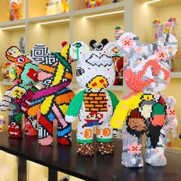 Blocos gigante fluido violência urso dos desenhos animados amor violento urso bearbrick cor modelo bloco de construção micro diamante tijolos crianças brinquedo presente conjunto