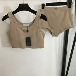 Metallabzeichen-Badeanzug für Damen, Designer-Bikini-Sets, Sling-Tanktop, Slips, sexy Dessous, Yoga, Sportunterwäsche