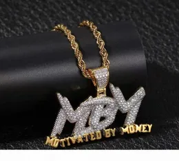 ghiacciato MBM Motivated By Money collana pendente per uomo donna designer di lusso mens bling diamanti lettere pendenti catena hip hop n6482489